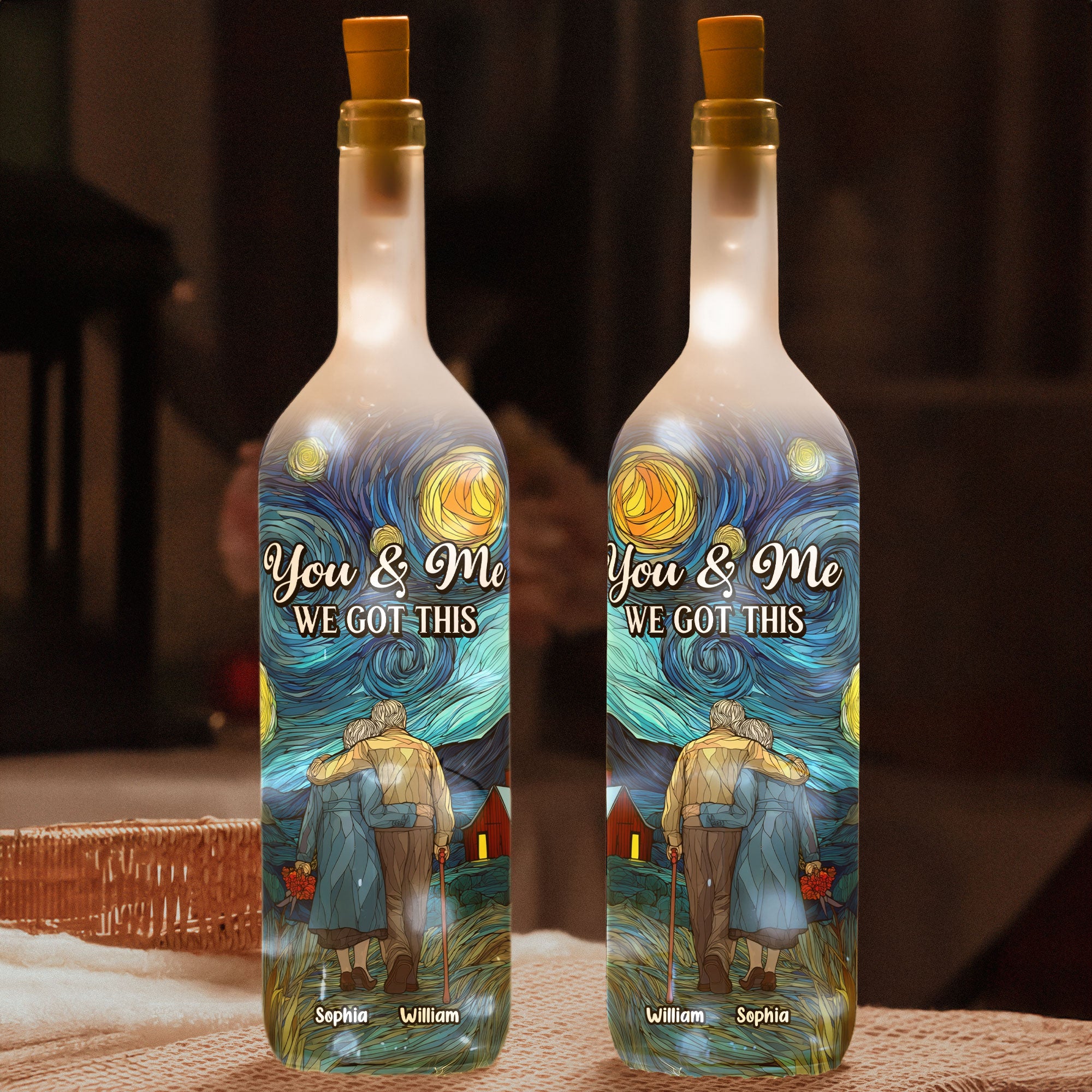 You & Me We Got This Starry Night Anniversary Gifts - Personalized Bottle Lamp