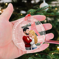 From Our First Kiss Till Our Last Breath Anniversary - Personalized Glass Ornament