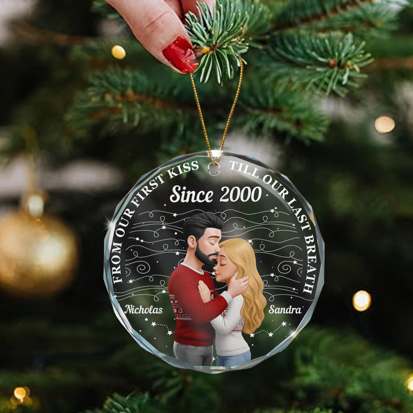 From Our First Kiss Till Our Last Breath Anniversary - Personalized Glass Ornament