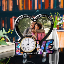 From Our First Kiss Till Our Last Breath - Personalized Acrylic Photo Desk Clock