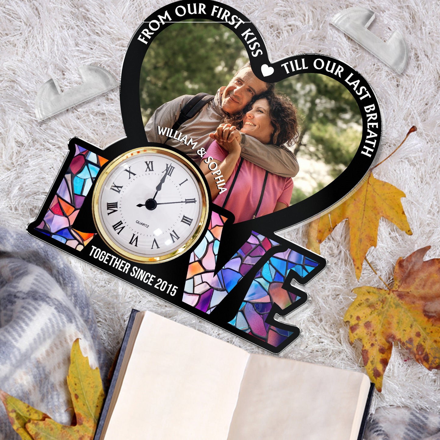 From Our First Kiss Till Our Last Breath - Personalized Acrylic Photo Desk Clock