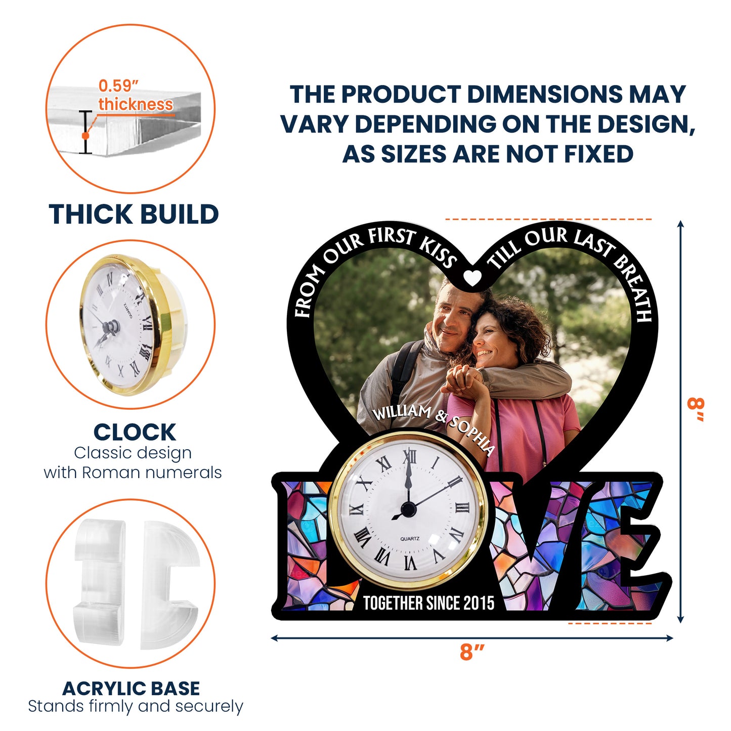 From Our First Kiss Till Our Last Breath - Personalized Acrylic Photo Desk Clock