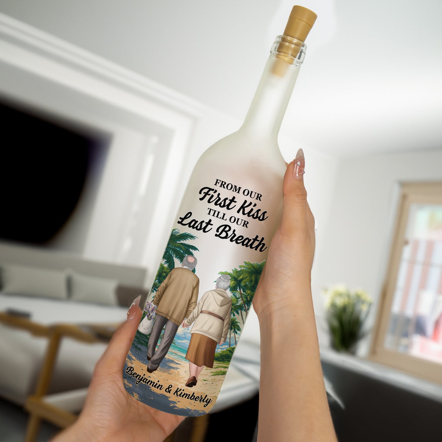 From Our First Kiss Till Our Last Breath - Personalized Bottle Lamp
