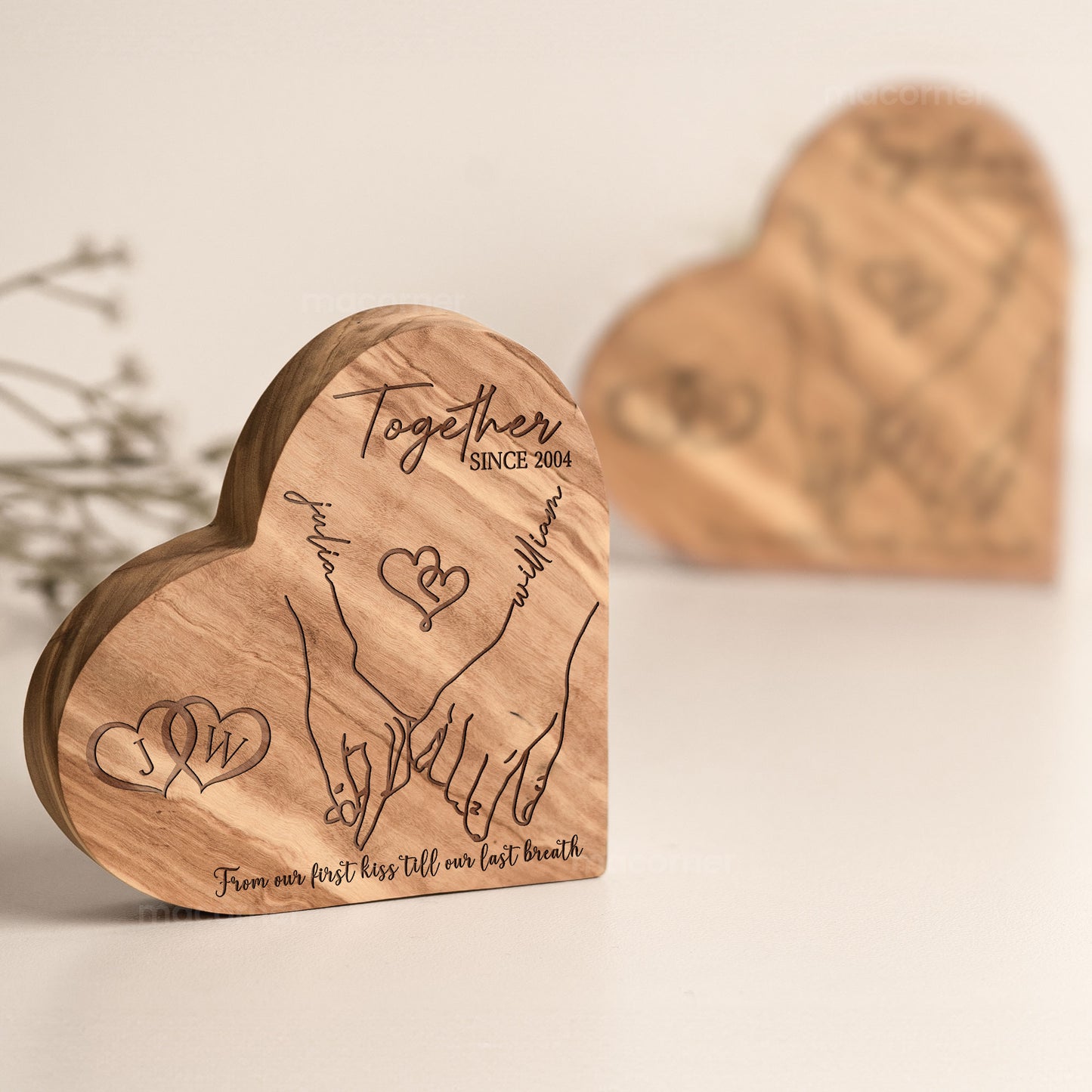 From Our First Kiss Till Our Last Breath - Personalized Engraved Wood Plaque