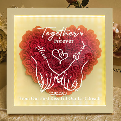 From Our First Kiss Till Our Last Breath - Personalized Flower Shadow Box With LED Light