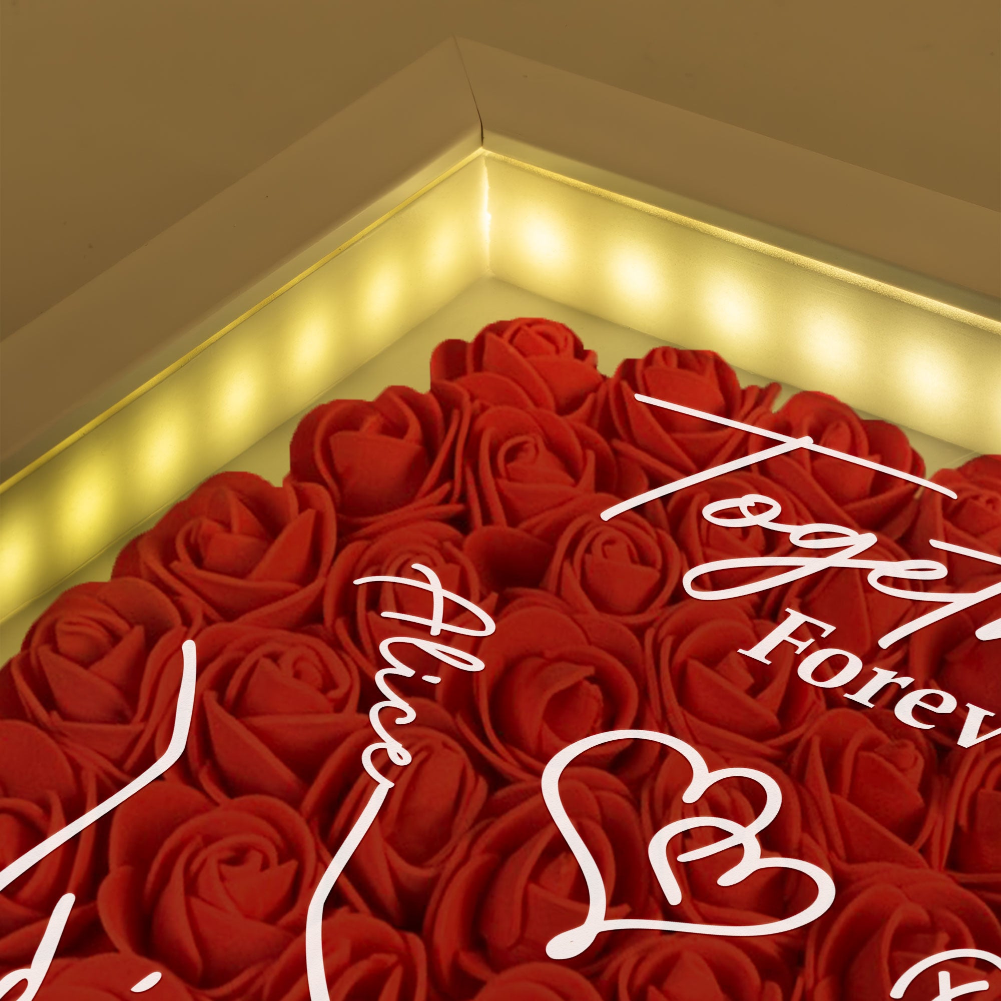 From Our First Kiss Till Our Last Breath - Personalized Flower Shadow Box With LED Light