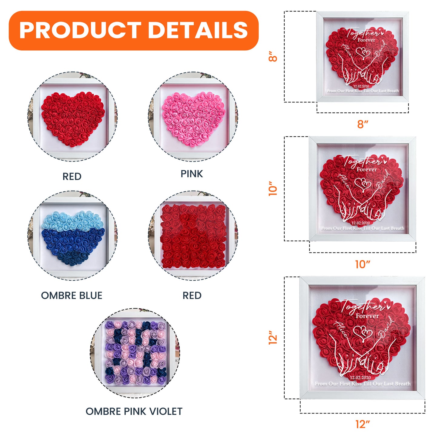 From Our First Kiss Till Our Last Breath - Personalized Flower Shadow Box With LED Light