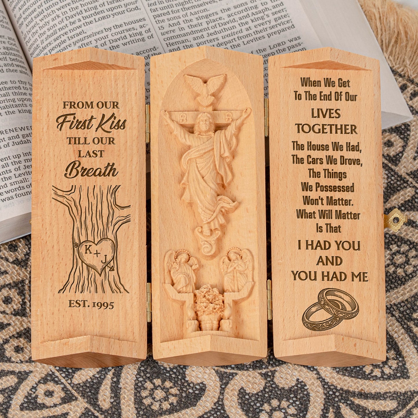 From Our First Kiss Till Our Last Breath - Personalized Wooden Plaque
