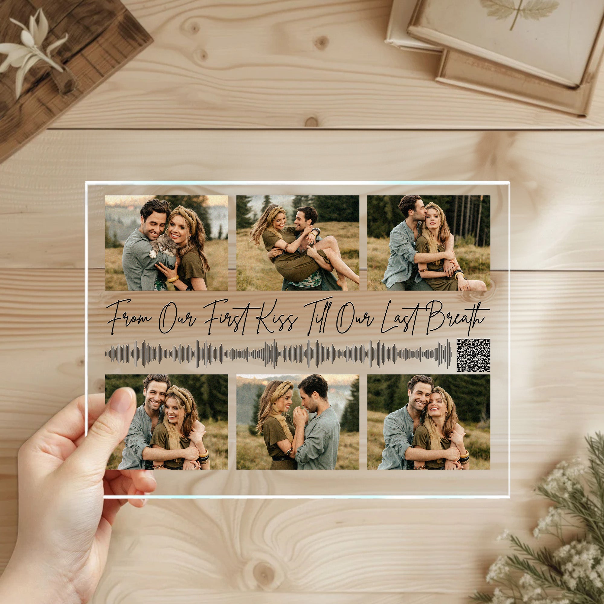 From Our First Kiss Till Our Last Breath Qr Code - Personalized Acrylic Photo Plaque