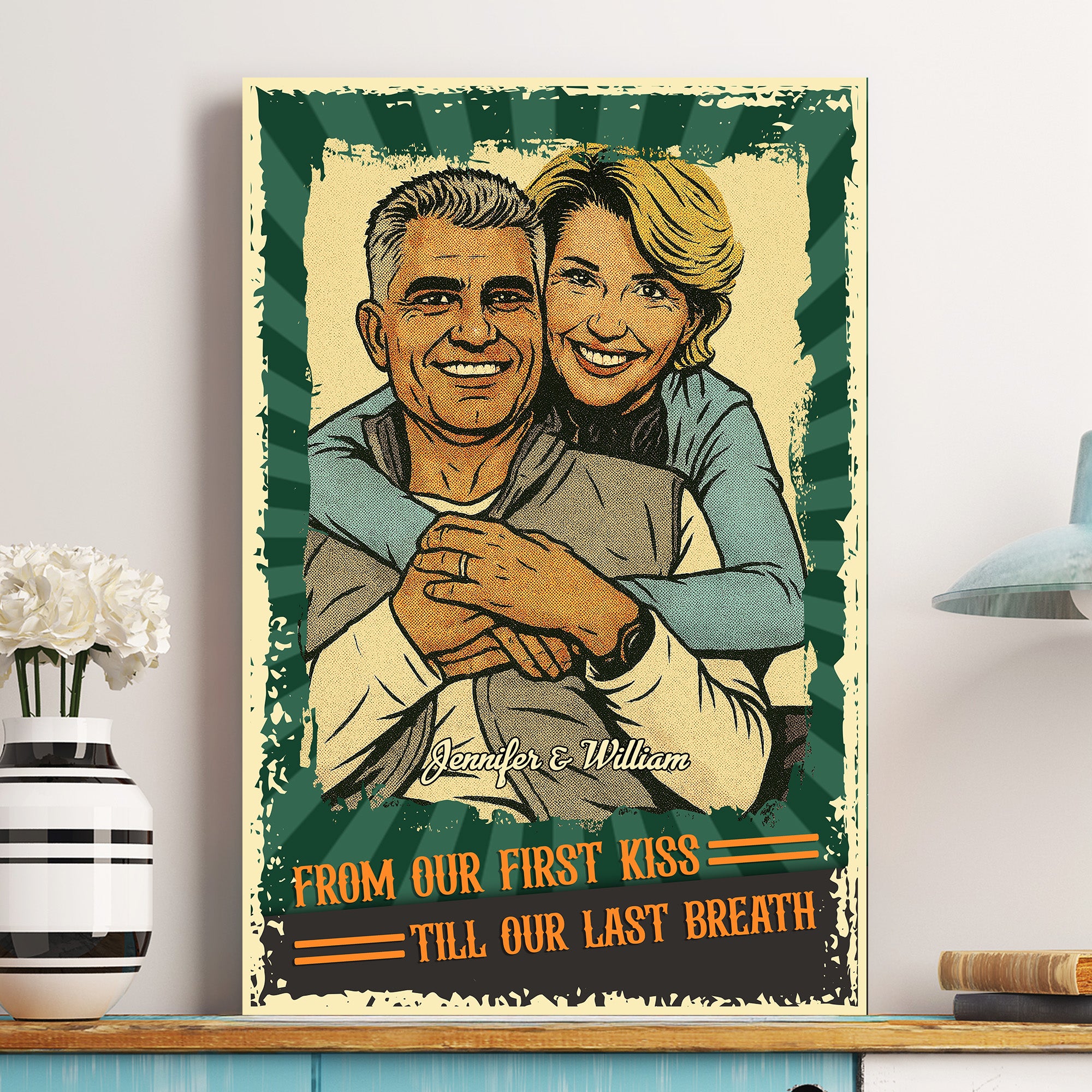From Our First Kiss Till Our Last Breath Retro Comic - Personalized Photo Poster