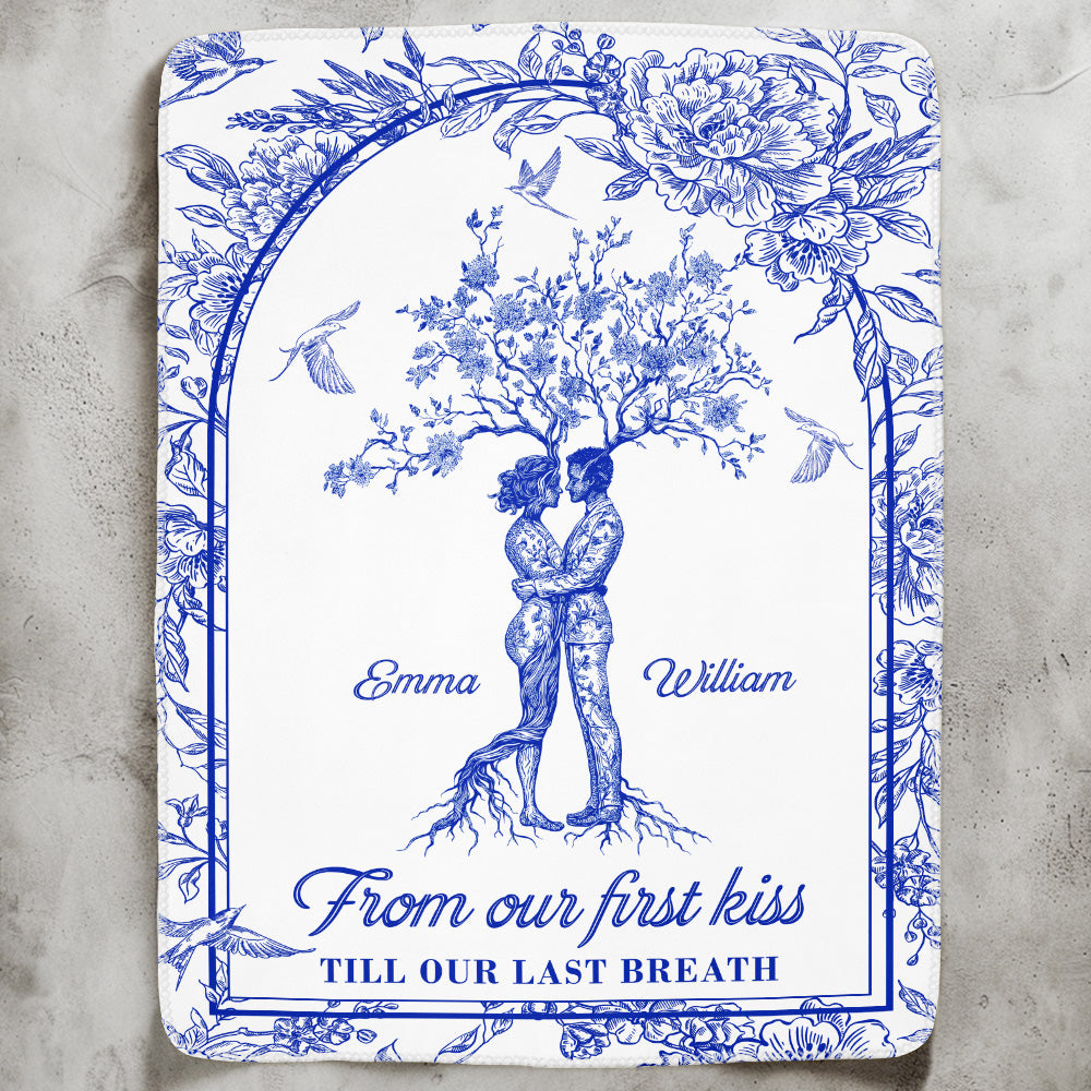 From Our First Kiss Till Our Last Breath Tree Of Love Toile De Jouy - Personalized Blanket