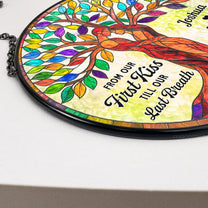 From Our First Kiss Tree Of Love - Personalized Stained Glass Window Hanging Suncatcher