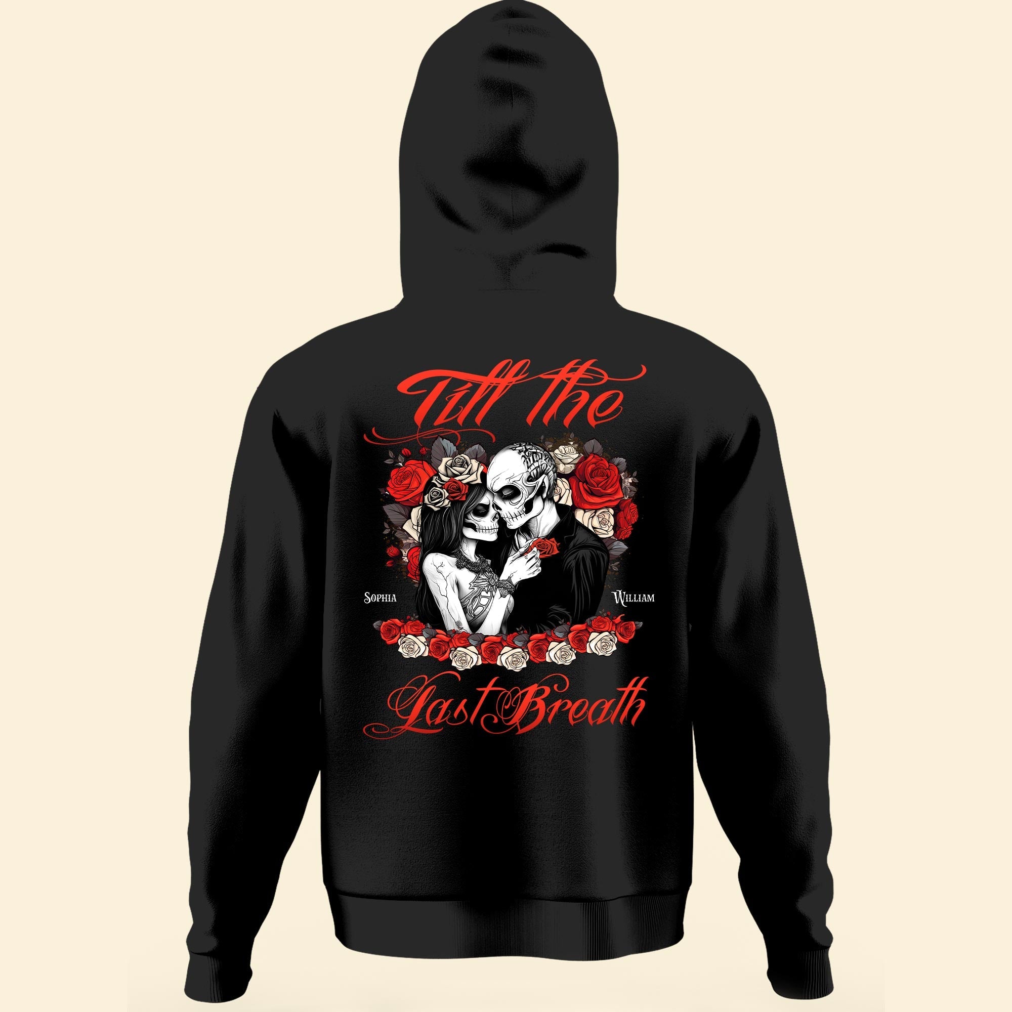 From The First Kiss Till The Last Breath - Personalized Matching Couple Back Printed Hoodies