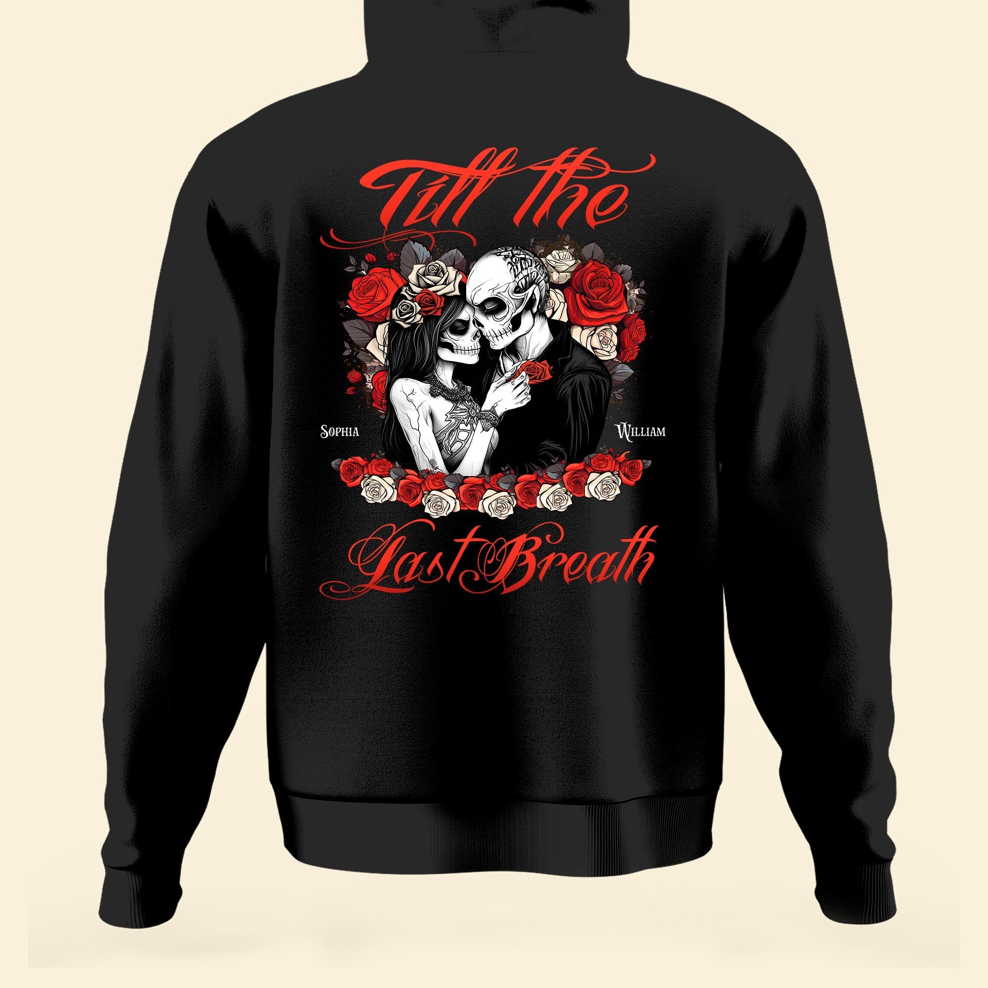 From The First Kiss Till The Last Breath - Personalized Matching Couple Back Printed Hoodies