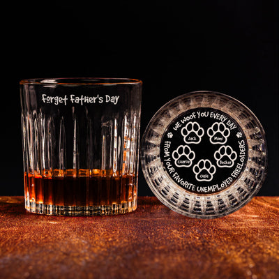 From Your Favorite Unemployed Freeloader Dog Dad - Personalized Engraved Whiskey Glass