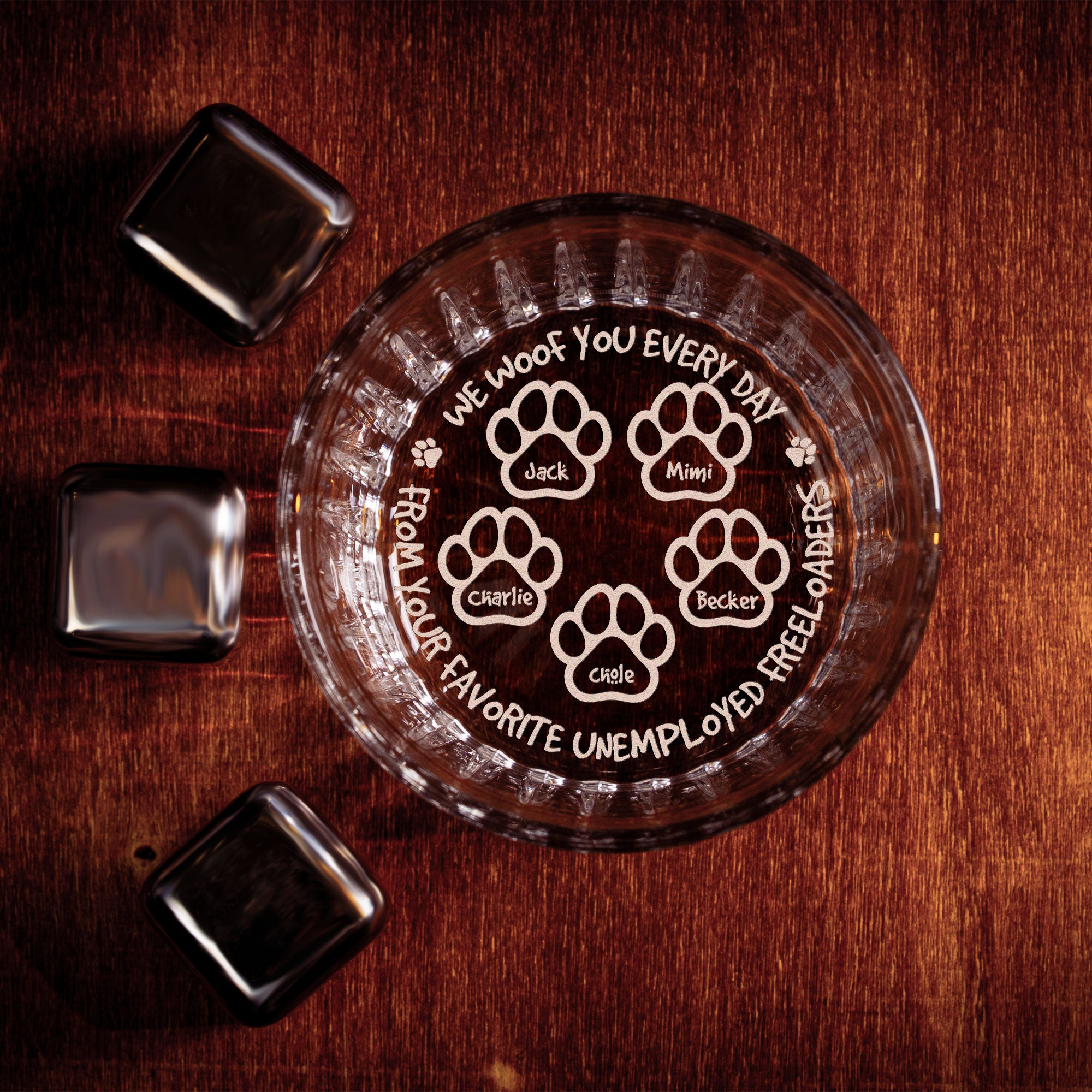 From Your Favorite Unemployed Freeloader Dog Dad - Personalized Engraved Whiskey Glass