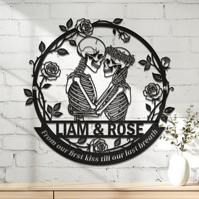 From Our First Kiss Till Our Last Breath - Anniversary Gift For Couples - Personalized Metal Sign