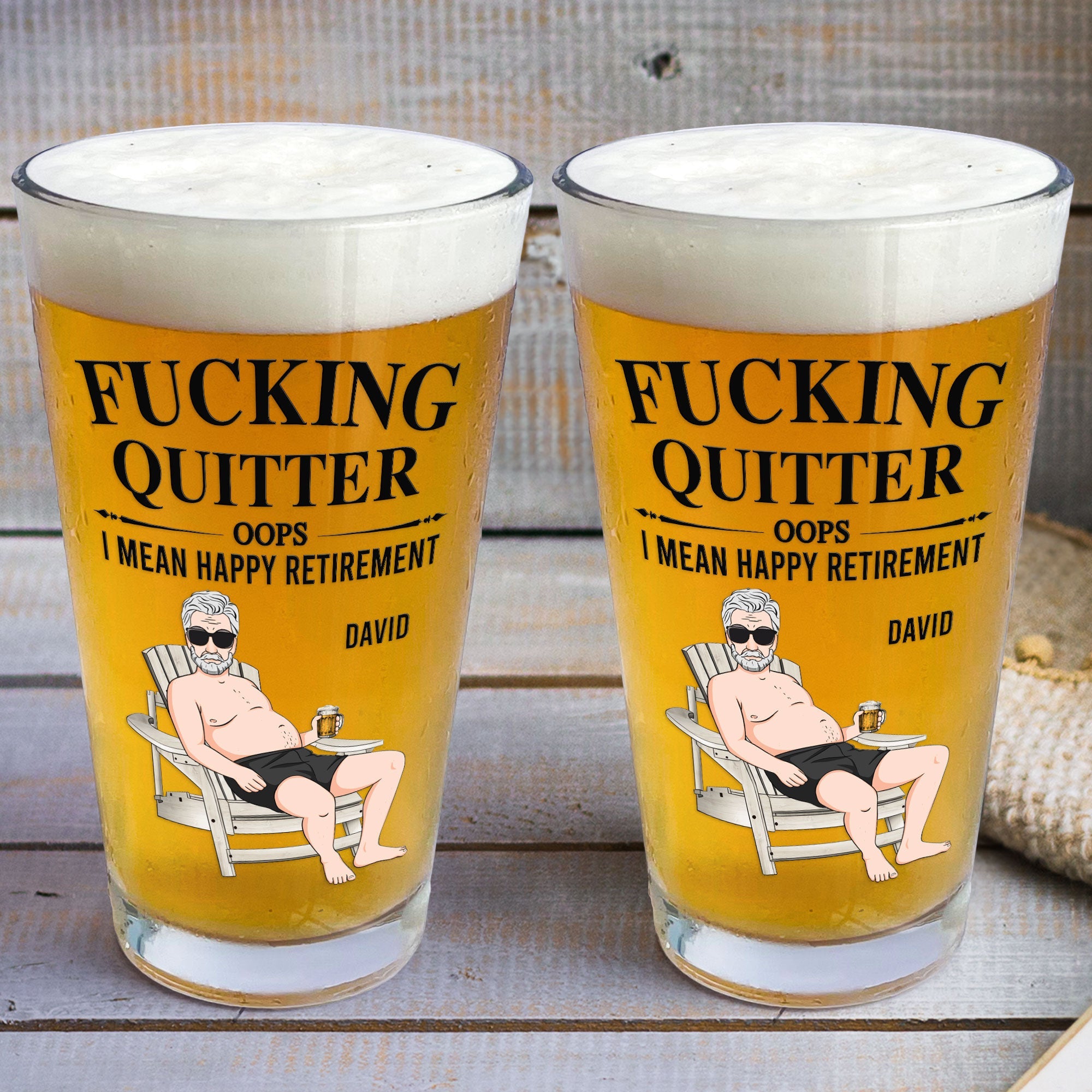 Quitter Oops I Mean Happy Retirement - Personalized Beer Glass – Macorner