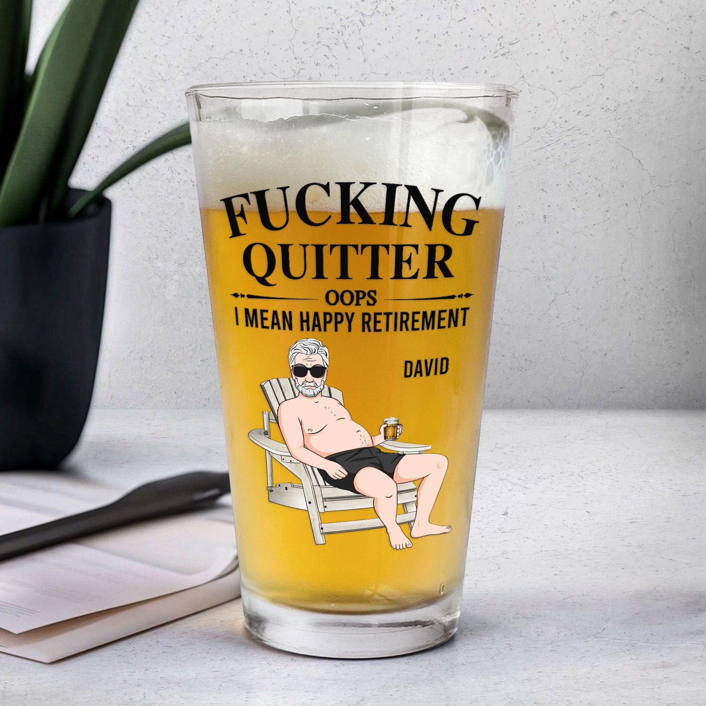 Quitter Oops I Mean Happy Retirement - Personalized Beer Glass