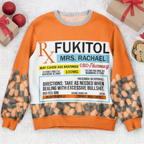 Fukitol Rx Prescription - Funny Gifts For Coworkers, Friends - Personalized Ugly Sweater