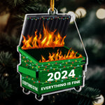 Fun Ornament Upload Photo - 2026 Dumpster On Fire - Everything Is Fine - Personalized Acrylic Photo Ornament