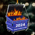 Fun Ornament Upload Photo - 2026 Dumpster On Fire - Everything Is Fine - Personalized Acrylic Photo Ornament