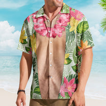 Funny Big Belly Aloha With Tropical Flowers - Custom Hawaiian Shirt