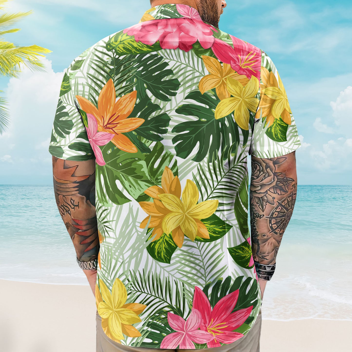 Funny Big Belly Aloha With Tropical Flowers - Custom Hawaiian Shirt