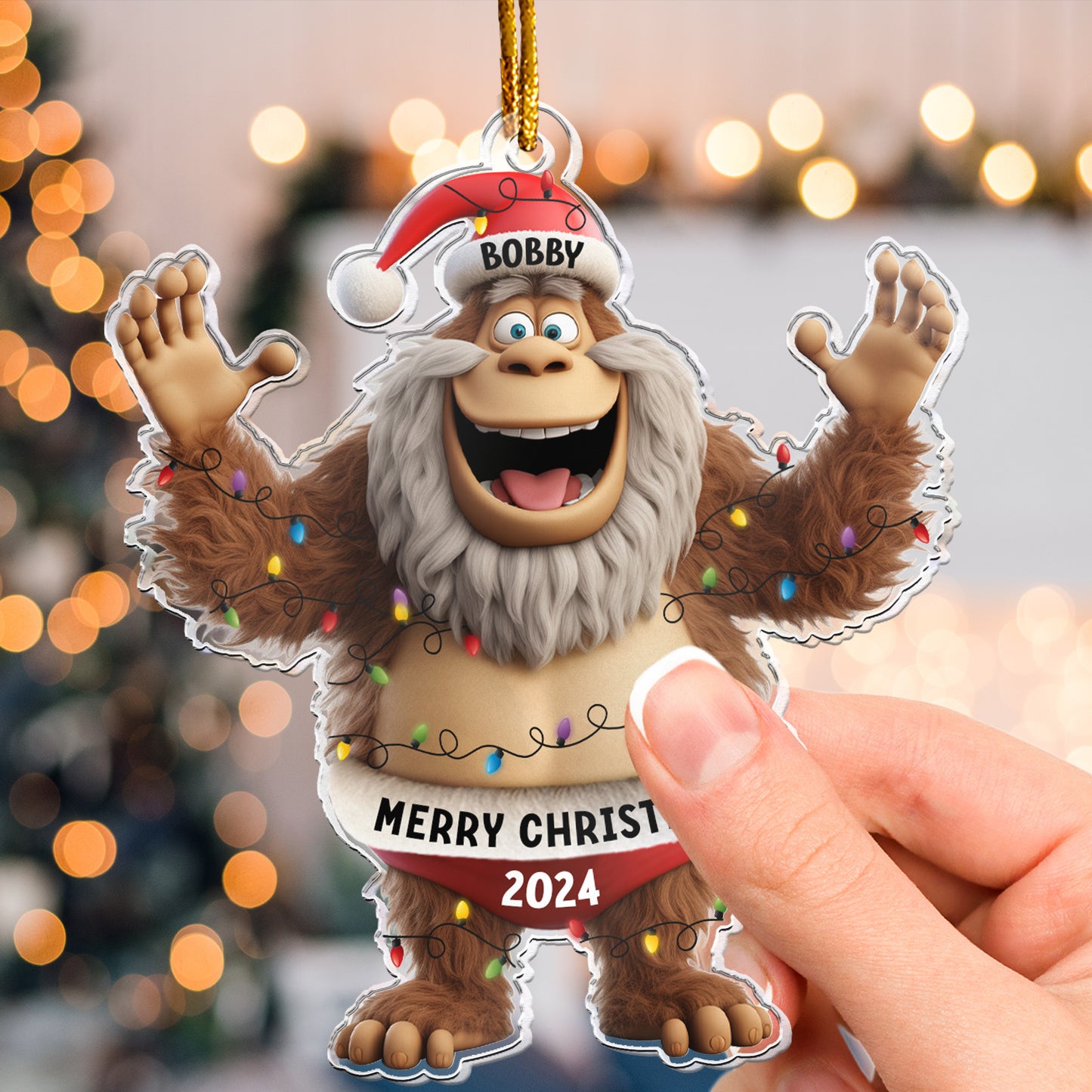 Funny Bigfoot 2024 Custom Name - Personalized Acrylic Ornament