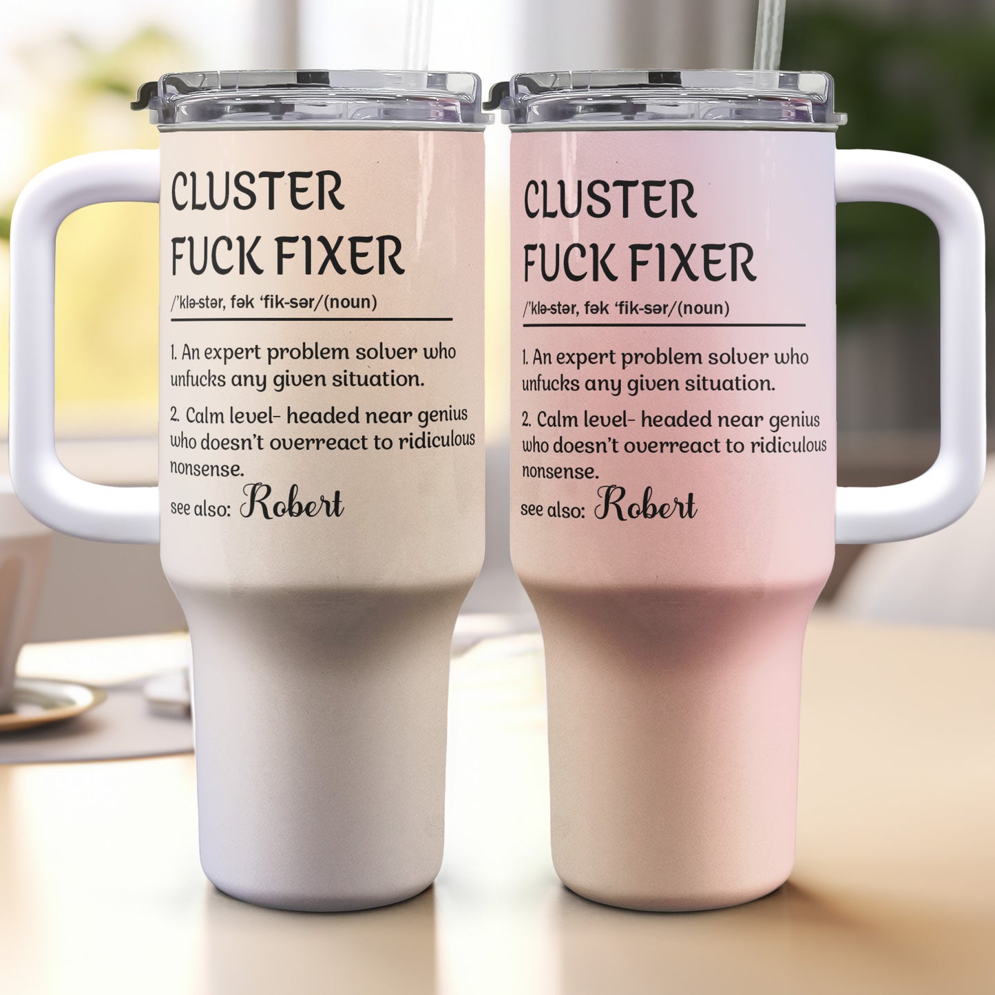 Funny Boss Cup - Cluster F*ck Fixer - Fun Gifts For Coworkers - Personalized 40oz Tumbler With Straw