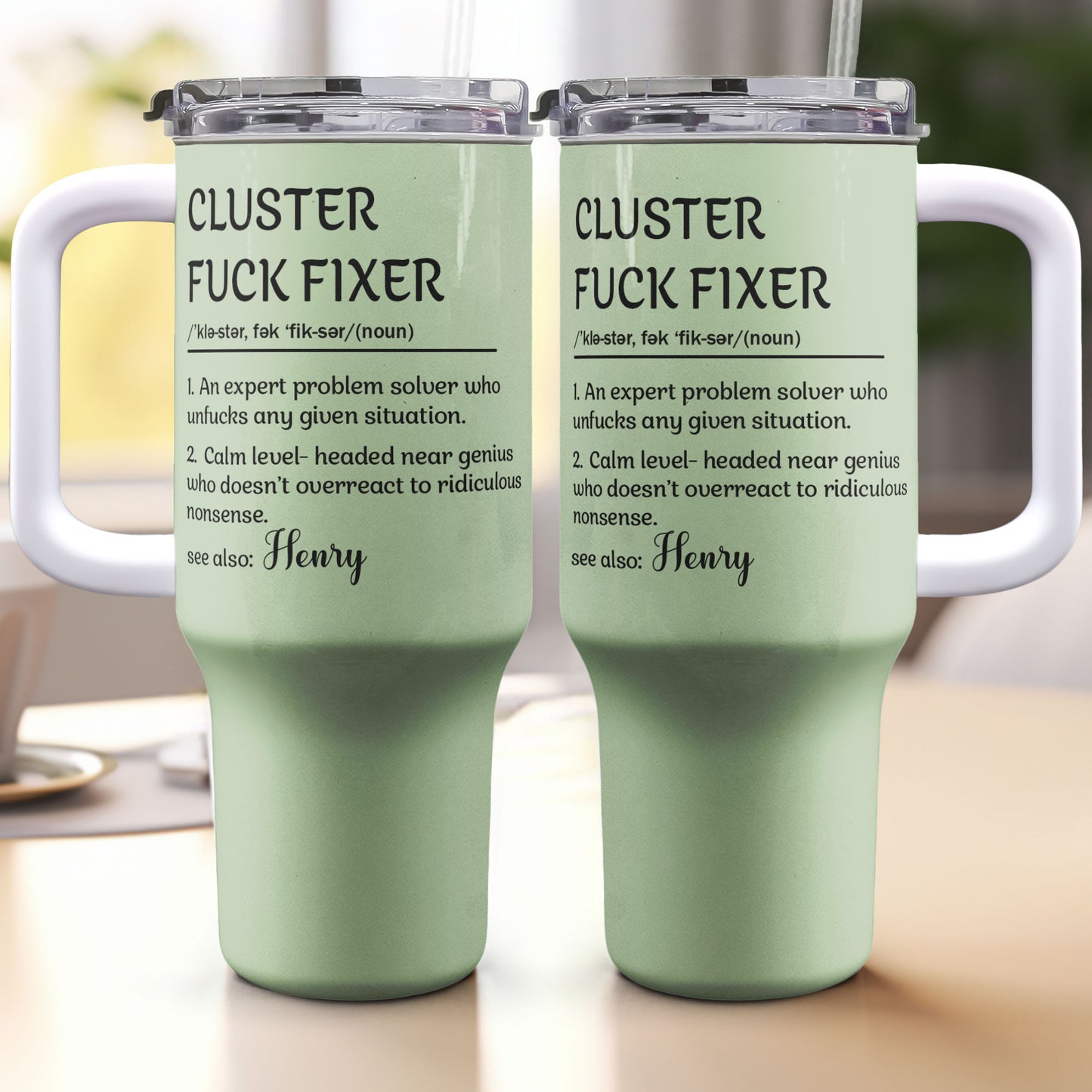 Funny Boss Cup - Cluster F*ck Fixer - Fun Gifts For Coworkers - Personalized 40oz Tumbler With Straw