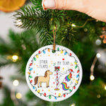 Funny Bulk Gifts - Normal Horse Vs Fabulous Unicorn Coworker Team - Personalized Ornament
