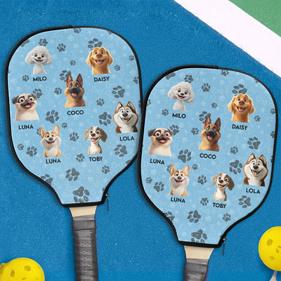 Funny Cartoon Pet Dog Lovers Cat Lovers - Personalized Pickleball Paddle Cover