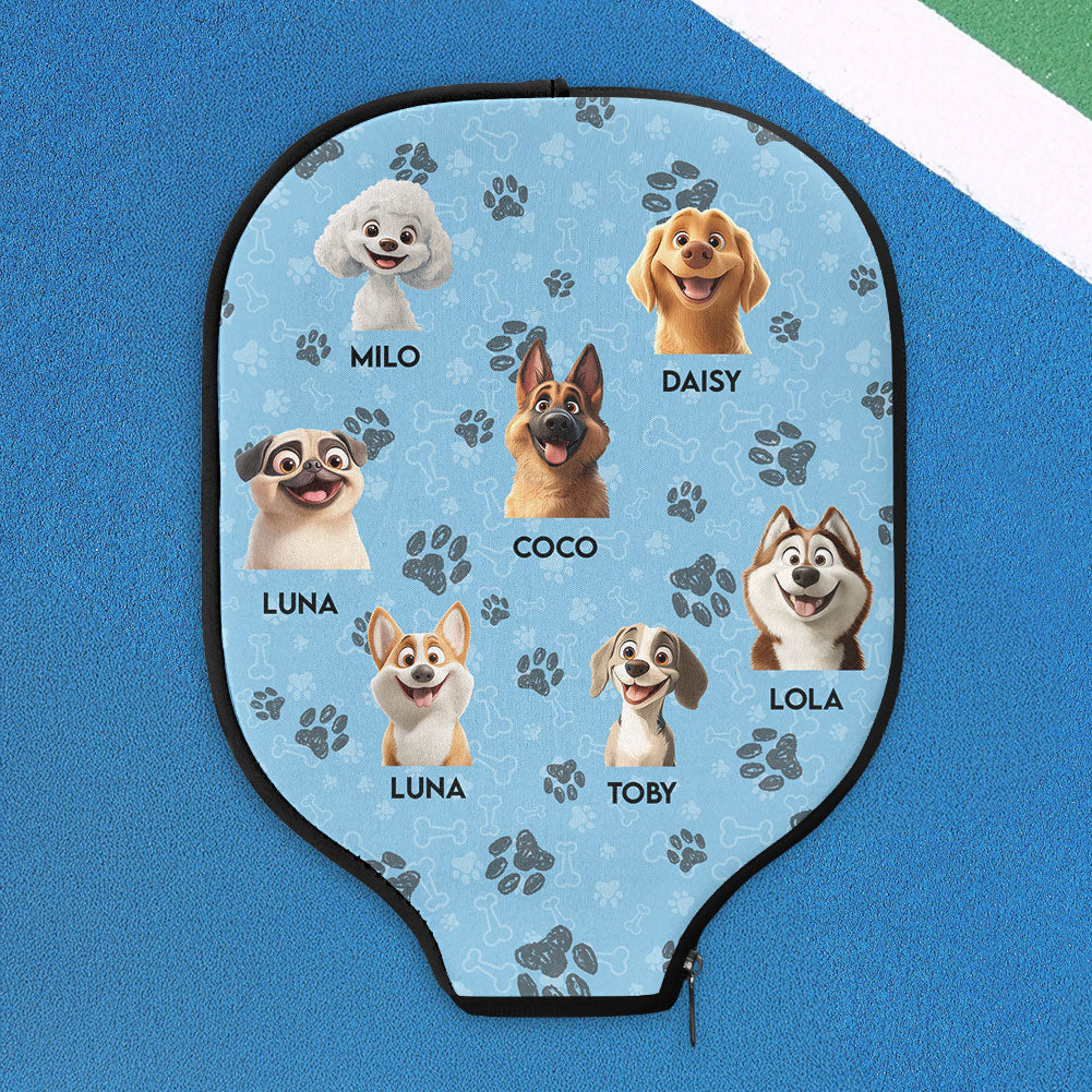 Funny Cartoon Pet Dog Lovers Cat Lovers - Personalized Pickleball Paddle Cover