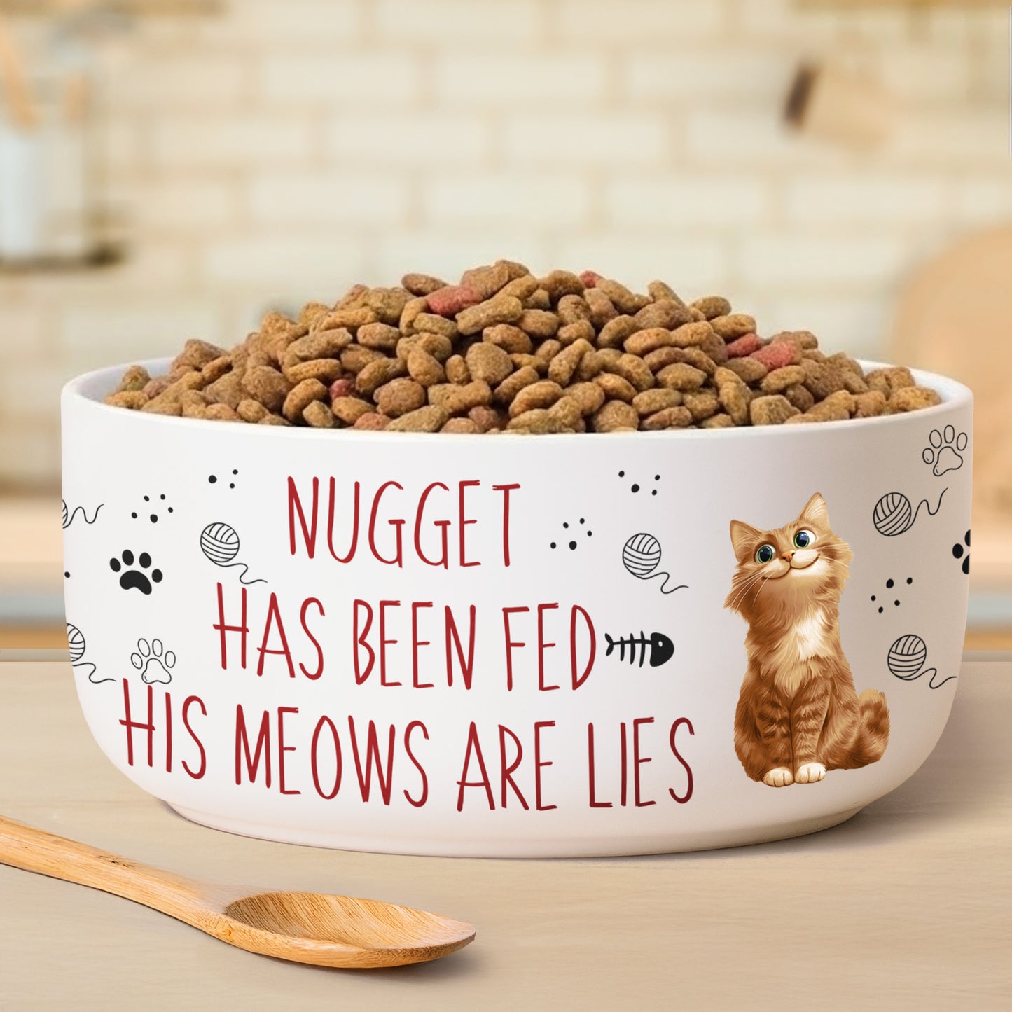 Funny Cat Food Bowl, Has Been Fed Her/His Meows Are Lies - Personalized Ceramic Bowl
