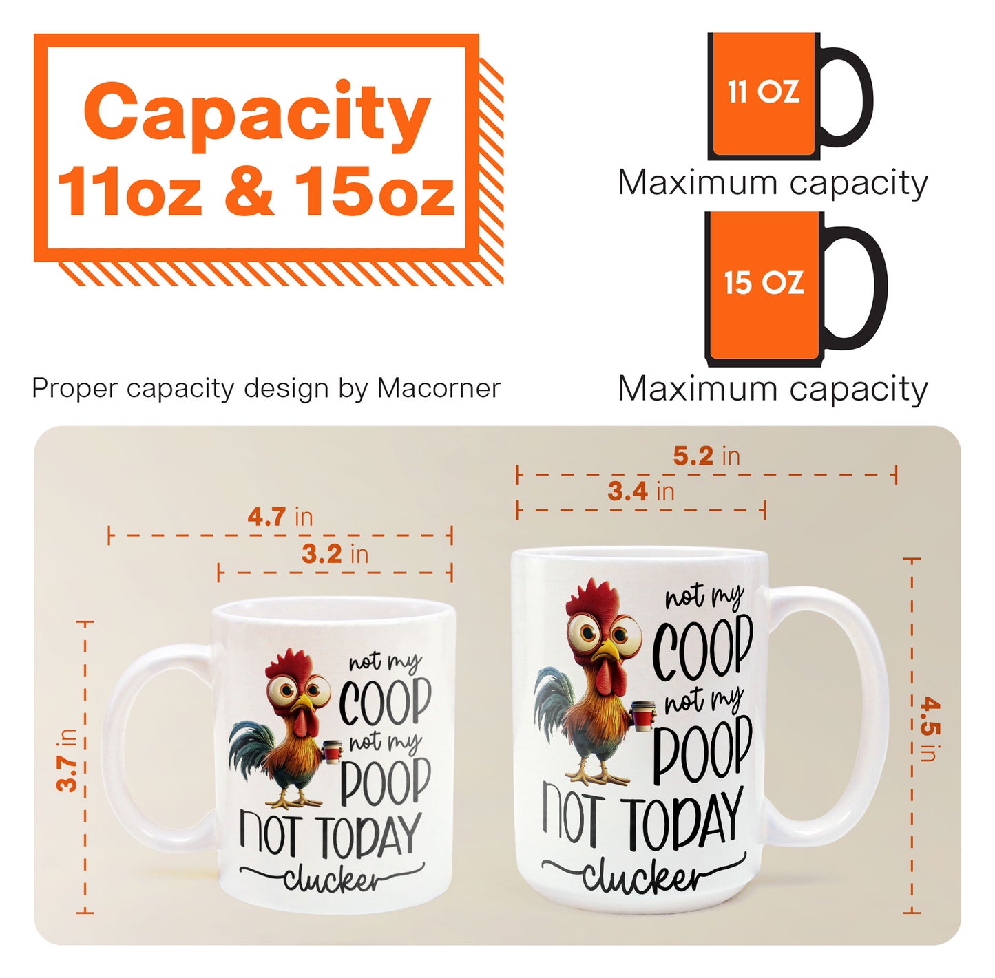 Funny Chicken Mug - Not My Coop Not My Poop Not Today Clucker - Fun Gifts For Coworker, Friends, Boss - Personalized Mug