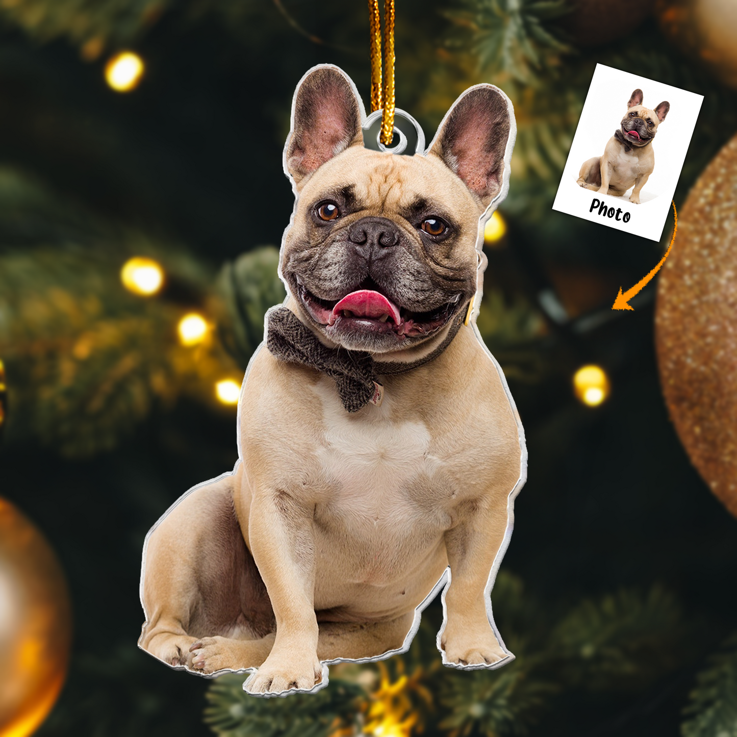 French Bulldog Ornament - Frenchie Ornament - Personalized Acrylic Photo Ornament