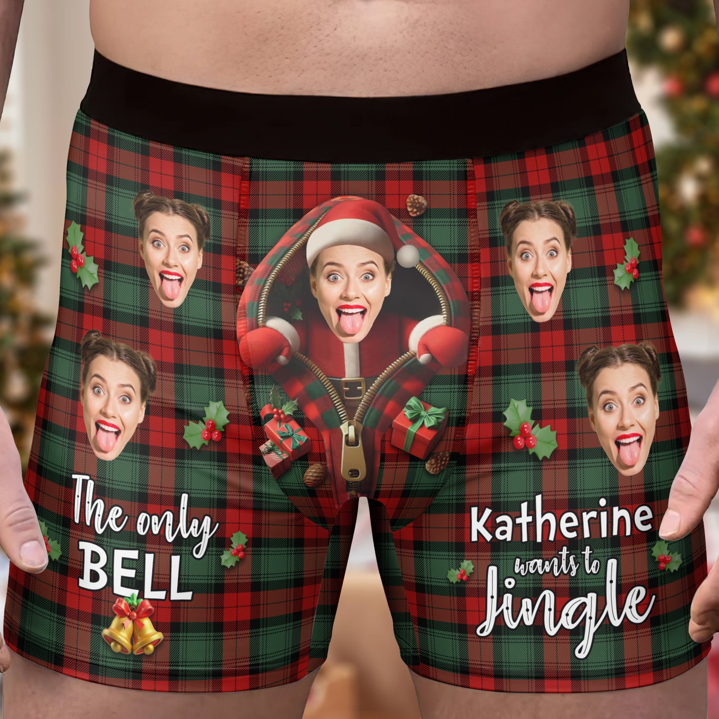 Funny Christmas Gift For Husband Boyfriend - Personalized Photo Men's Boxer Briefs