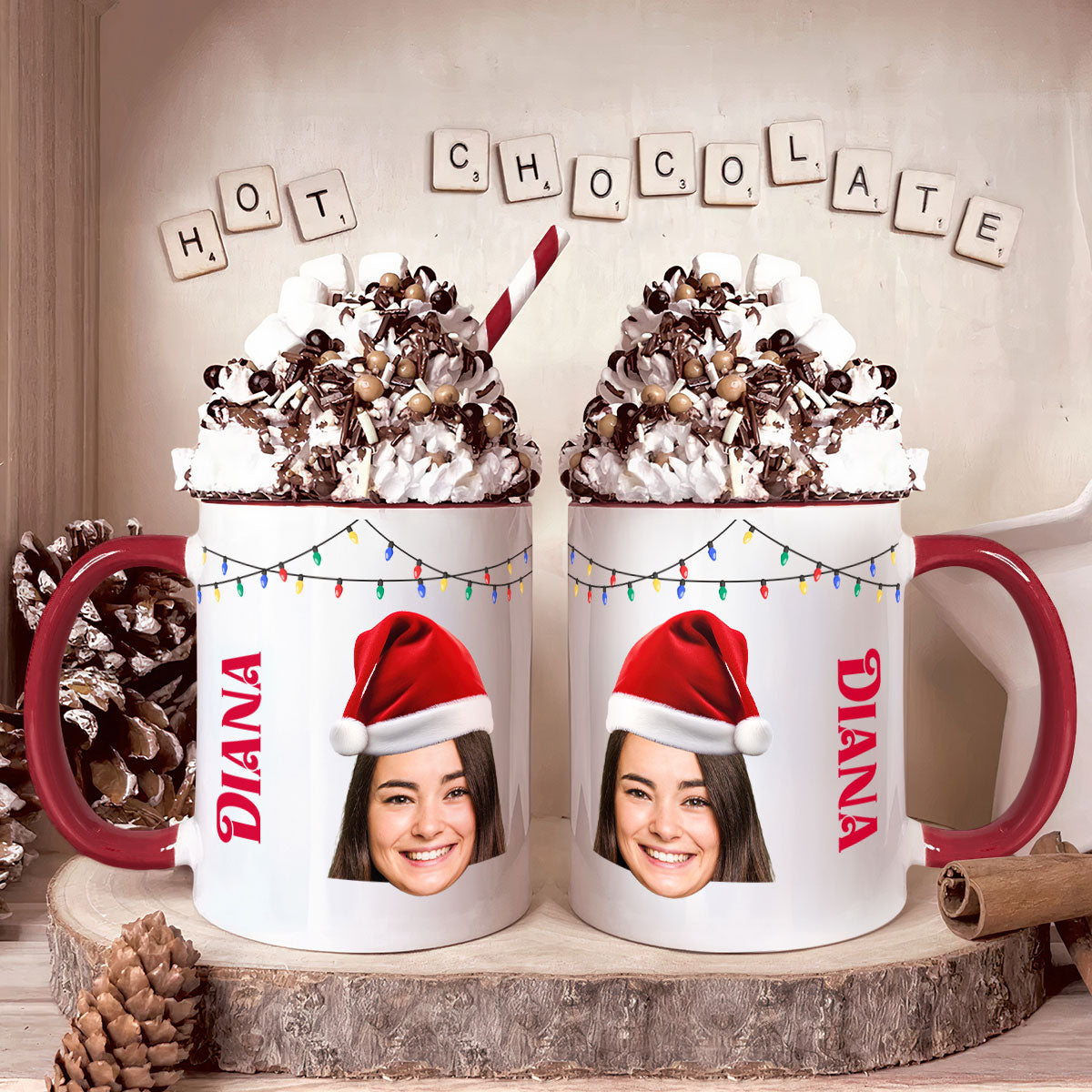 Funny Christmas Lights - Personalized Photo Accent Mug