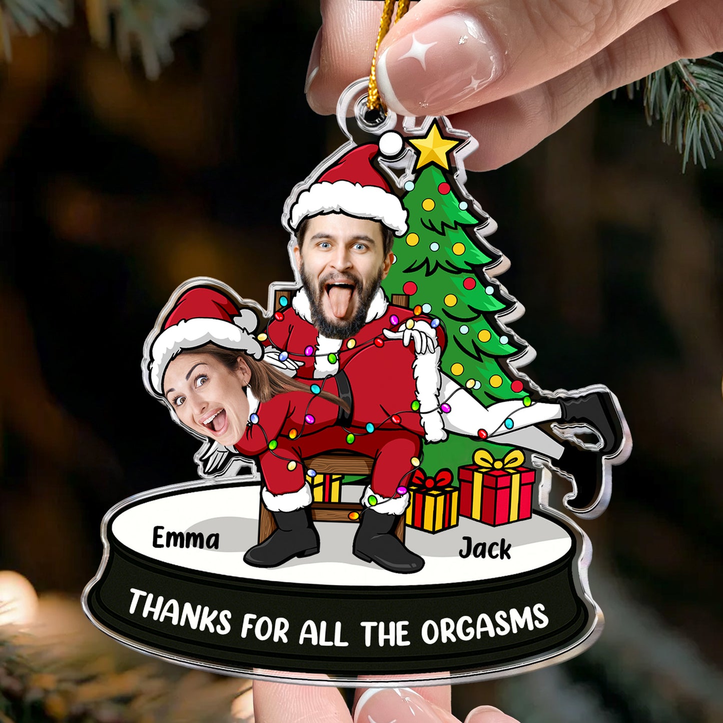 Funny Couple Christmas Ornament - Personalized Acrylic Photo Ornament