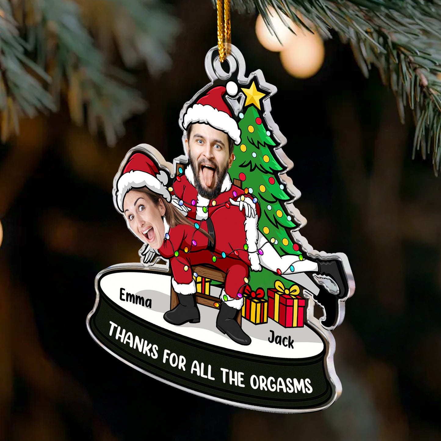 Funny Couple Christmas Ornament - Personalized Acrylic Photo Ornament