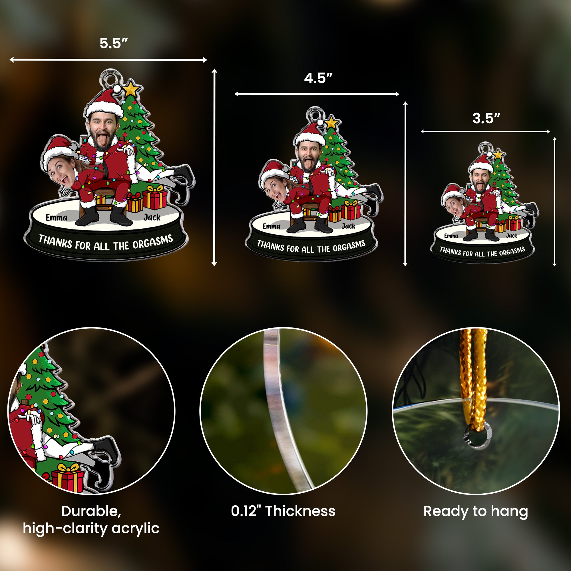 Funny Couple Christmas Ornament - Personalized Acrylic Photo Ornament