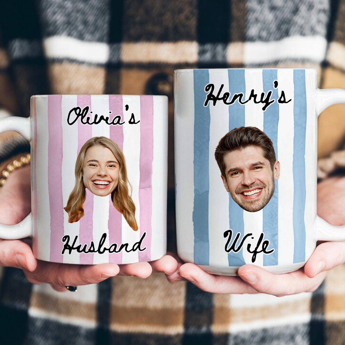 Funny Couple Gift Custom Photo Stripes Mug - Personalized Photo Mug