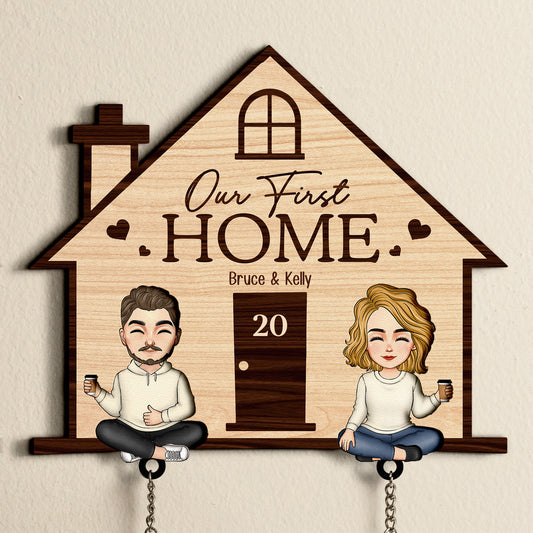 Funny Couple Home Sweet Home - Personalized Key Holder