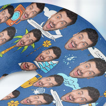 Funny Couple Summer Travel - Personalized Photo U-Shaped Travel Neck Pillow
