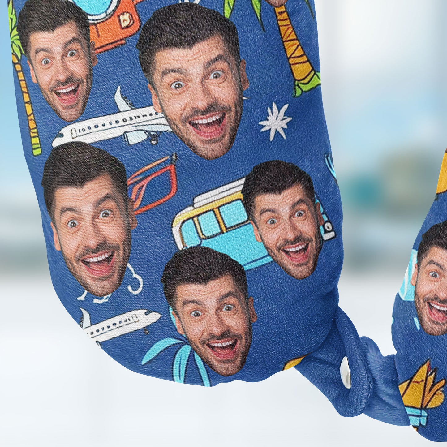 Funny Couple Summer Travel - Personalized Photo U-Shaped Travel Neck Pillow