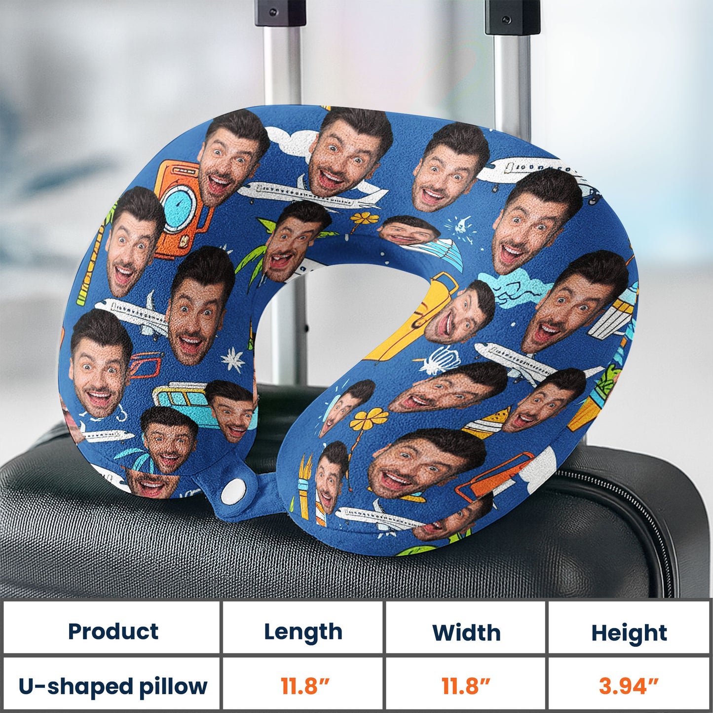 Funny Couple Summer Travel - Personalized Photo U-Shaped Travel Neck Pillow