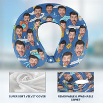 Funny Couple Summer Travel - Personalized Photo U-Shaped Travel Neck Pillow