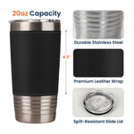Funny Cup - Old Age Birthday Gifts For Parents, Grandma, Grandpa - Personalized 20oz Leather Wrapped Tumbler