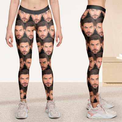 Funny Custom Faces For Wife, Girlfriend - Personalized Photo Leggings